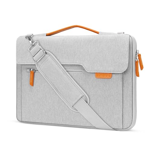 MOSISO 360 Protective Laptop Bag for men, 15-16 inch Computer Bags Compatible with MacBook Pro 16/Air 15, HP Dell Lenovo Asus Acer, Flapover Laptop Sleeve Bag with Trolley Sleeve&Pockets, Gray - color: Gray