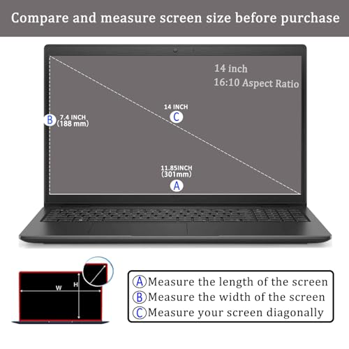 14 Inch Laptop Tempered Glass Screen Protector for 14'' HP/Dell/Lenovo/ASUS/Sony/Samsung/Acer/MSI/LG With Aspect Ratio 16:10 Laptop, 11.8" x 7.4'', 9H Hardness, 2.5D - size: 14 inch 16:10