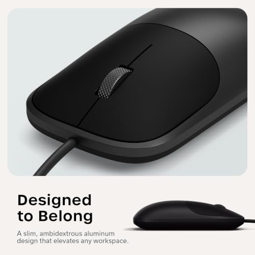 Satechi Slim LX Wired Mouse, Aluminum USB-C Design, Space Black | Quiet click performance, for Mac and PC setups - color: Space Black