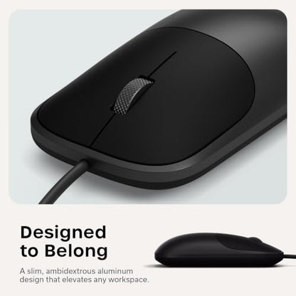 Satechi Slim LX Wired Mouse, Aluminum USB-C Design, Space Black | Quiet click performance, for Mac and PC setups - color: Space Black