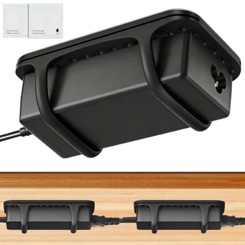 2 PACK Laptop Charger Holder Under Desk Power Brick Mount with Adhesive | Universal Silicone Flexible Non-Slip Power Adapter Organizer with Ventilated Design for Home, Office, Gaming Desk Dorm, Black