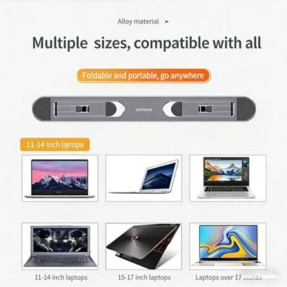 0.5cm Ultra Thin Invisible Laptop Stand, Foldable Mini Aluminum Laptop Riser, Portable Hidden Cooling Support Foot for MacBook 11-17 Inch Laptops& Tablets, 2 Adjustable Height Anti-Slip Notebook Stand