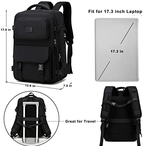 LXYGD Travel Laptop Backpack, Business Work Backpacks Large College Bookbag for Women Men Water Resistant Daypack Airline Approved Gym Bag Fits 17 Inch Notebook & Laptops - Black - color: Black