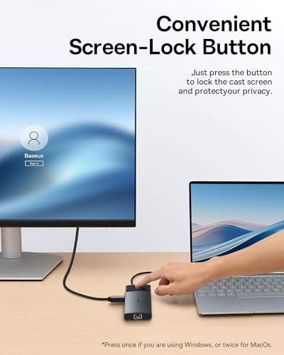 Baseus Docking Station Dual Monitor 10Gbps 10 in 1 USB C Hub with 2 HDMI | Single 4K@120Hz, Dual 4K@ 60Hz, 10Gbps USB C and USB A, Gigabit Ethernet, PD 100W, SD/TF for iPhone 17/Mac/Dell/HP/Lenovo - size: 10 in 1