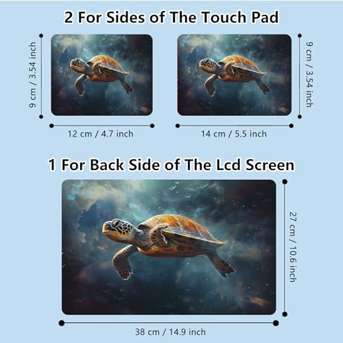 Universal Laptop Skin Sticker with 2 Wrist Pad Skins, Waterproof Scratch Resistant Vinyl Laptop Cover Decal, Cut to Fit for 11–15.6 Inch MacBook HP Dell Lenovo, Galaxy Turtle - color: Galaxy Turtle