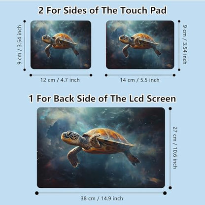 Universal Laptop Skin Sticker with 2 Wrist Pad Skins, Waterproof Scratch Resistant Vinyl Laptop Cover Decal, Cut to Fit for 11–15.6 Inch MacBook HP Dell Lenovo, Galaxy Turtle - color: Galaxy Turtle