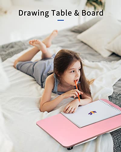 Ruxury Folding Lap Desk Laptop Stand Bed Desk Table Tray, Breakfast Serving Tray, Portable & Lightweight Mini Table for Sofa Couch Floor - Pink - color: Pink