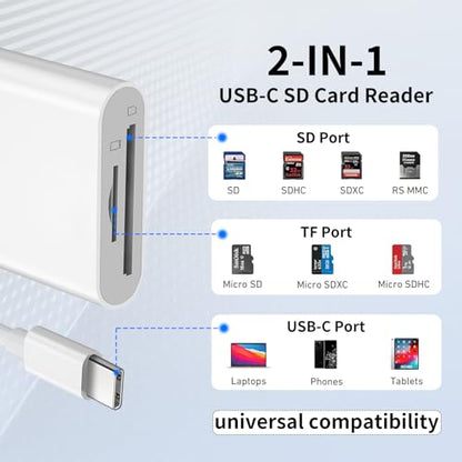 USB C SD Card Reader | iPhone 15 16, iPad, MacBook, Mac - size: 2Slots