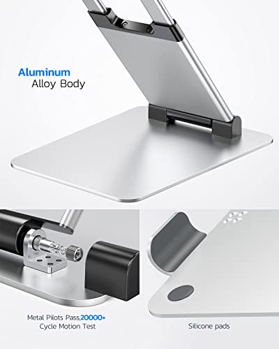 Nulaxy Laptop Stand, Ergonomic Sit to Stand Laptop Holder Convertor, Adjustable Height from 2.1" to 13.8", Supports up to 22lbs, Compatible with MacBook, All Laptops Tablets 11-17" - Silver | Full Aluminum Standing Desk Holder, Vented Panel, Dual Foldable
