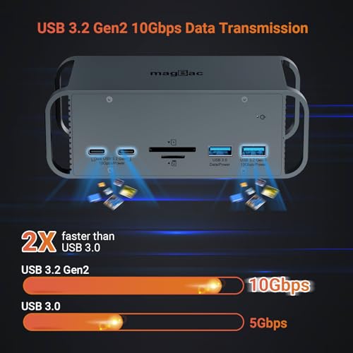 USB C Docking Station Triple Monitor, Laptop Docking Station with Dual 4K@60Hz HDMI, 4K@60Hz DP, 8 USB A/C Ports, 1000Mbps Ethernet, SD/TF Card Slot, 100W AC Power Adapter for Hp Dell Windows Laptops