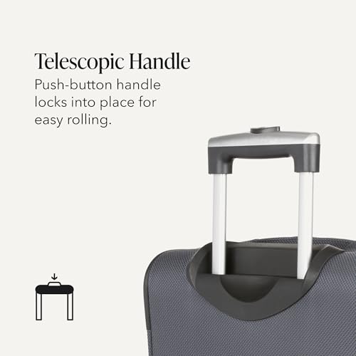 SWISSGEAR Sion Carry-On Spinner Luggage, Softside Expandable, Lightweight Suitcase, Dark Grey, 22.75-Inch - color: Dark Grey, size: Carry-On