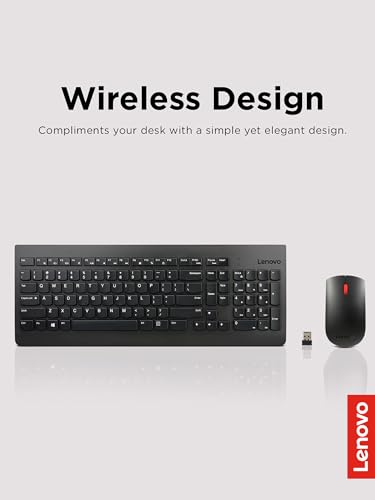 Lenovo 510 Wireless Keyboard & Mouse Combo, 2.4 GHz Nano USB Receiver, Full Size, Island Key Design, Left or Right Hand, 1200 DPI Optical Mouse, GX30N81775, Black - color: Black