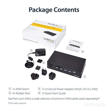 StarTech 4-Port HDMI KVM Switch, Full 1080p, USB 3.0 Hub, 3.5mm Audio, TAA | High definition video, Share peripherals, Separate 3.5mm auxiliary audio support, No drivers required, Plug-and-play - size: 4 Port | 1 Monitor, style: USB 3.0 | 1080p