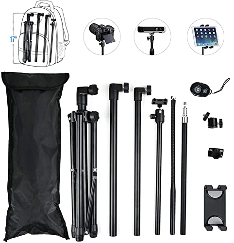 Tablet Tripod for iPad Pro Floor Stand Tripod Mount for Surface Pro Samsung Tab S9+ Holder Stand w. Remote 360° Rotating Adjustable 68" Tall for All 5.8-12.9" Phone/Tablet