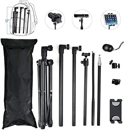 Tablet Tripod for iPad Pro Floor Stand Tripod Mount for Surface Pro Samsung Tab S9+ Holder Stand w. Remote 360° Rotating Adjustable 68" Tall for All 5.8-12.9" Phone/Tablet