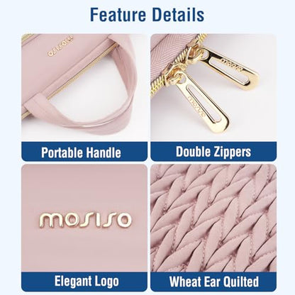 MOSISO Laptop Case 16 inch, 15-15.6 inch Laptop Sleeve, Pink | Compatible with MacBook Pro 16 M5 M4 M3 M2 M1, HP Dell Acer Lenovo ASUS Notebook, Wheat Ear Quilted Bag with Handle&Pocket - color: Pink, size: 16 inch