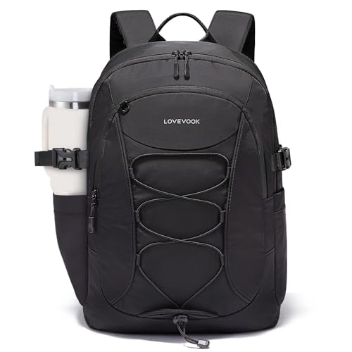 LOVEVOOK Mens Backpack with Giant Tumbler Holder Pocket,15.6 Inch Everyday Laptop Backpack Commuter Travel Work Computer Bag for Women,Waterproof Hiking College Teacher Back Pack Casual Daypack,Black - color: Black(drawstring), size: 15.6 Inch