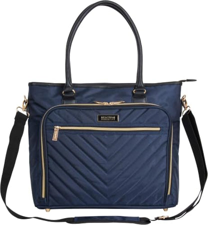 Kenneth Cole REACTION Chelsea Quilted Chevron 15" Laptop & Tablet Business Tote with Removable Shoulder Strap - color: Navy