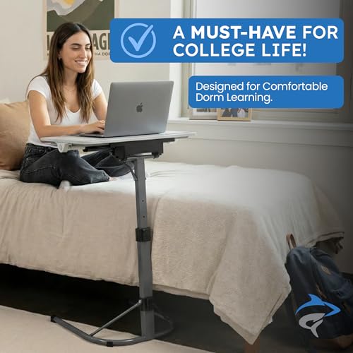 GoShark Lite 2-in-1 Laptop Bed Desk & TV Tray Table for Couch - Portable Foldable Stand with Adjustable Height & Angle for Work, Dining, Study - Detachable with Secondary Surface & Device Slots