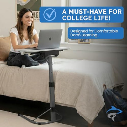 GoShark Lite 2-in-1 Laptop Bed Desk & TV Tray Table for Couch - Portable Foldable Stand with Adjustable Height & Angle for Work, Dining, Study - Detachable with Secondary Surface & Device Slots