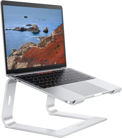 OMOTON Laptop Stand, Detachable Mount for MacBook Air/Pro Dell HP Silver | 11-17" Laptop Holder for Desk, Notebook Computer Mount, Lightweight Cooling for Desk, Ergonomic Home Office - color: Silver