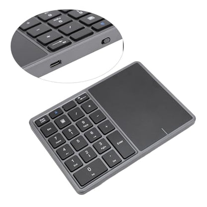 XUMIUZIY Numeric Keypad, 22 Keys Dual Modes Bluetooth4.2 Wire Less Number Pads with Touchpad, Slim External Numpad Keyboard for Laptop Desktop PC (Dark Gray) - color: Dark Gray