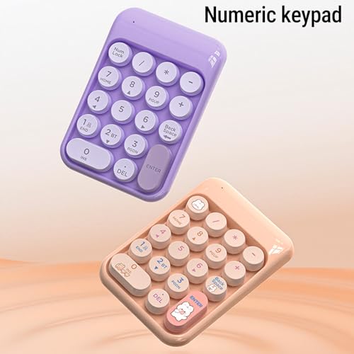 XUMIUZIY Wireless Number Pad, 2.4G / Bluetooth Numeric Keypad with Concave Dot Keycap, 18 Keys Mini Financial Accounting Number Keyboard for Laptop, PC (Purple) - color: Purple