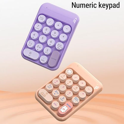 XUMIUZIY Wireless Number Pad, 2.4G / Bluetooth Numeric Keypad with Concave Dot Keycap, 18 Keys Mini Financial Accounting Number Keyboard for Laptop, PC (Purple) - color: Purple