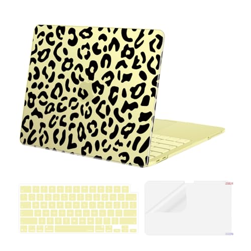 MOSISO Leopard Grain Hard Case Compatible with MacBook Neo 13 inch 2026 Release Model A3404, 3 in 1 Crack-Resistant Protective Hard Shell Case&Keyboard Cover&Screen Protector, Citrus Yellow - color: Citrus Yellow