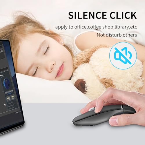 Bluetooth Arc Travel Mouse - BT & USB Wireless Dual Mode, Rechargeable | Slim Rotatable Portable, 3-Speed DPI, Silent Computer Mice for Microsoft Laptop PC MacBook Chromebook Tablet - Graphite Black - color: Graphite Black