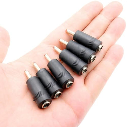 6Pcs DC Power Connector 5.5x2.1mm Female Jack to 3.5x1.35mm Male Adapter Barrel Connector,Red