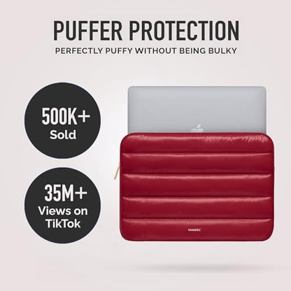 Vandel The Original Puffy Laptop Sleeve 13-14 Inch, Laptop Sleeve for Women | Protective Carrying Case Cover for MacBook Pro 14 in, MacBook Air 13 Inch, iPad Pro 12.9, Dell, Asus, HP - color: h. Shiny Red