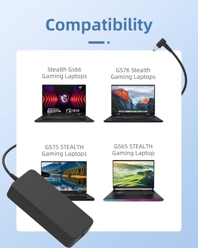 230W Stealth Charger Compatible with MSI GS65, GS66 and More, Including Chicony A17-230P1A, A12-230P1A for Creator 15, 17 Stealth Gaming Laptops, Power Adapter Supply Cord