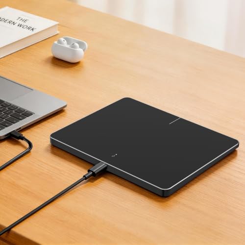 Wired Trackpad for Windows 10/11 – High-Precision Multi-Touch Portable Touchpad Mouse with Multi-Gesture, Ultra-Slim Aluminum Design, Compatibility for PC, Laptop, and Desktop Computers (dark) - color: dark