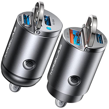 MRGLAS 2-Pack 90W USB C Car Charger, Super Mini Metal USB C Car Charger Fast Charging Adapter [PD+QC]&[Dual PD],Cigarette Lighter Compatible with iPhone 17 16 15 Pro Max iPad Air Samsung S25 Ultra - color: Black, size: [A+C, C+C]
