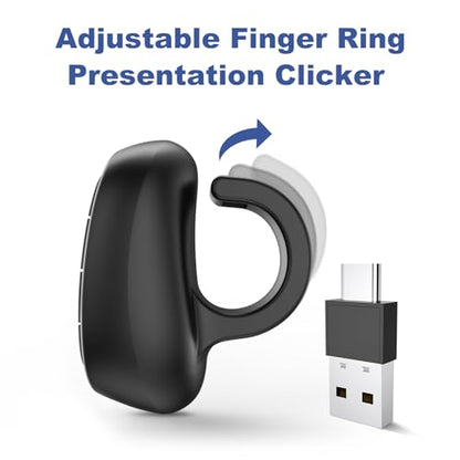 Presentation Clicker PowerPoint Wireless Presenter Remote: USB C Laser Pointer Computer Clickers, Hyperlink Finger Ring Project Power Point PPT Clicker for Mac Laptop Office, Google Slide Advancer - style: USB C A Finger Ring