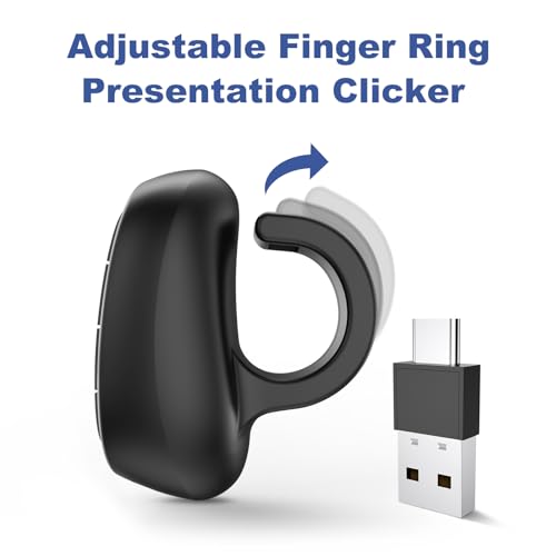 Presentation Clicker PowerPoint Wireless Presenter Remote: USB C Laser Pointer Computer Clickers, Hyperlink Finger Ring Project Power Point PPT Clicker for Mac Laptop Office, Google Slide Advancer - style: USB C A Finger Ring
