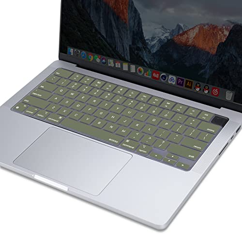 MOSISO Keyboard Cover Skin Compatible with MacBook Air 15 inch M3 M2 | A3114 A2941/Air 13.6 A3113 A2681/Pro 14/16 M4 M3 M2 M1, Army Green - color: Army Green