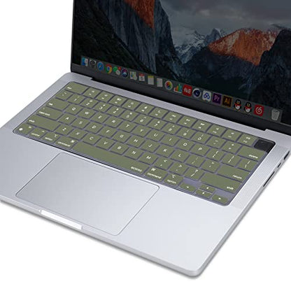 MOSISO Keyboard Cover Skin Compatible with MacBook Air 15 inch M3 M2 | A3114 A2941/Air 13.6 A3113 A2681/Pro 14/16 M4 M3 M2 M1, Army Green - color: Army Green
