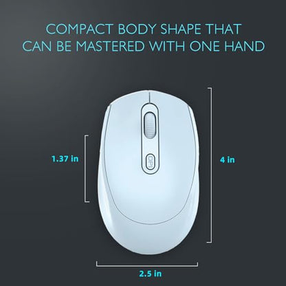 ONE-UP Wireless Mouse, 2.4G, Silent, USB Nano Receiver for Laptop, Chromebook, PC, Mac, Windows and School Work (Blue) - color: Blue