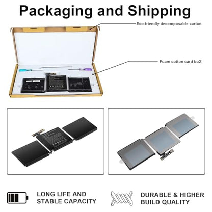 Futurebatt A1713 A1708 Battery for MacBook Pro 13 inch A1708（Late 2016，Mid 2017），MacBook Pro 13 1 MacBook Pro 14 1 EMC 2978 3164 MPXQ2LL MLL42LL MLUQ2LL MPXR2LL - size: A1713 14.61 6.73 0.98in