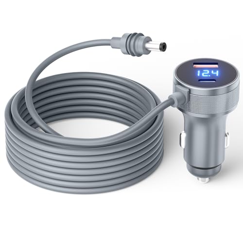 Starlink Mini Car Adapter 3M/10FT 3 in 1 Starlink Mini Cable 12V-24V DC Car Charger Cigarette Lighter Power Cord with Digital Display USB C PD 30W & USB A QC 3.0 18W Waterproof for Trucks Cars