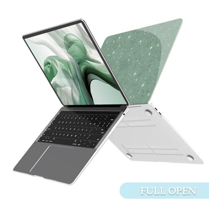 B BELK for MacBook Air 13.3 inch Case M1 A2337 A2179 A1932, Glitter Green | 2021-2018 Released, Sturdy Protective Laptop Hard Shell with 2 Keyboard Covers - color: Sparkling Glitter Green