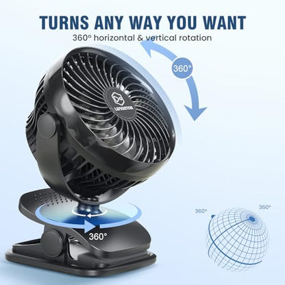Shinebella AA Battery Car Clip Fan with Aromatic Feature for Sun Visor, 4 Speeds, 5V USB Desk Fan for Stroller, 5'' Small Cooling Vehicle Fan for Headrest/Golf Cart, Quiet, Batteries Not Included