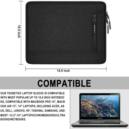Laptop Sleeve 14 inch, Shockproof Protective Laptop Case for Apple MacBook Pro, Water Resistant Portable Monitor Computer Bag with Pockets Computer Cover for HP, Dell, Lenovo, Asus, Black - size: 14 Inch
