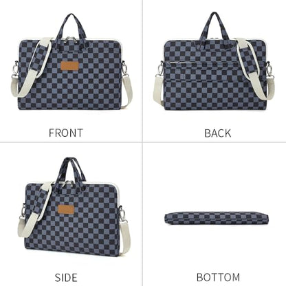 canvaslife Water Black Checker Pattern Laptop Shoulder Messenger Bag for 16 inch and 15.6 inch-16 inch Laptop - color: Black Checker, size: 15 inch/15.6 inch