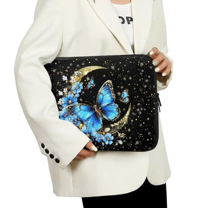 Blue Butterfly Moon 10 Inch Girls Women Laptop Sleeve Bag Computer Cover Zipper Tablet Carrying Case Protective Notebook Sleeves Briefcase Handbag for Travel/Business/School - color: Blue Butterfly Moon, size: 10 Inch