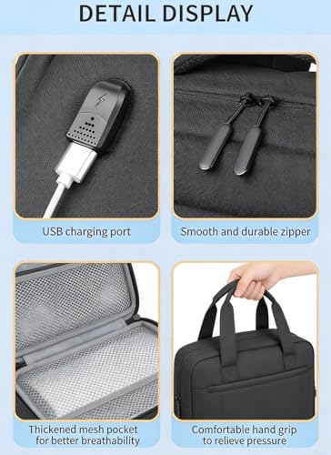 LINGYUE Waterproof Business Laptop Backpack With USB Charging Port, Durable Travel For Men & Women, Anti-Scratch Computer Bag Fits 15.6 Inch Notebook For Work, School(Dark Gray,Air Cushion)