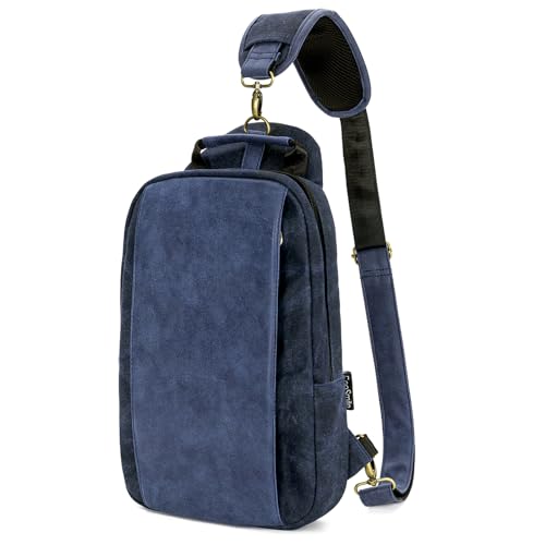 Canvas Messenger Bag Sling Bag Crossbody Shoulder Bag for Men Women Travel Work Satchel Bags - color: Blue-b