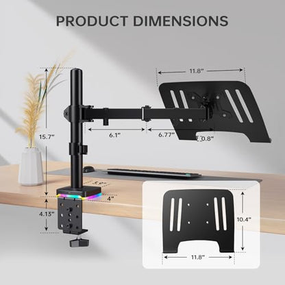 Afaloona RGB Convertible Laptop and Monitor Mount with USB Hub, Adjustable | 3 USB Ports for Data Transfer & Charging | Fits 13-32" Monitors & 11-17" Laptops | up to 18 lbs | VESA 75x75-100x100mm - size: RGB Laptop Stand